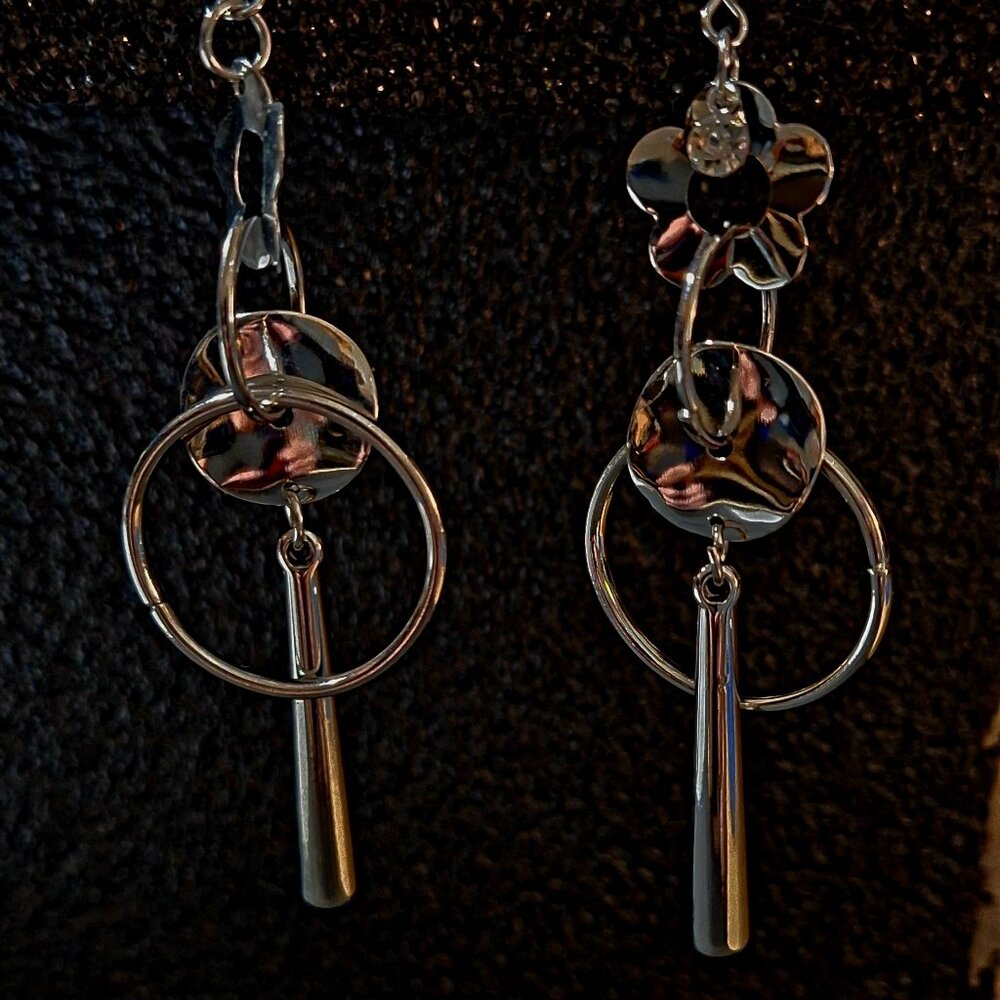 Stainless Steel Twisted Dangle Flower Drops